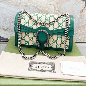 New! Gucci Small Dionysus GG Monogram Azalea Calfskin Shoulder Bag